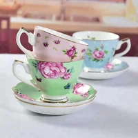 

Wholesale fine bone china ceramic with flower coffee tea cup and saucer set