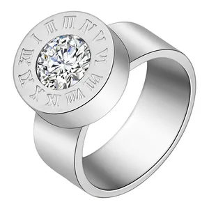 Wholesale Jewelry Los Angeles California, Stainless Steel Silver Rings With 12 Color Crystal Stone
