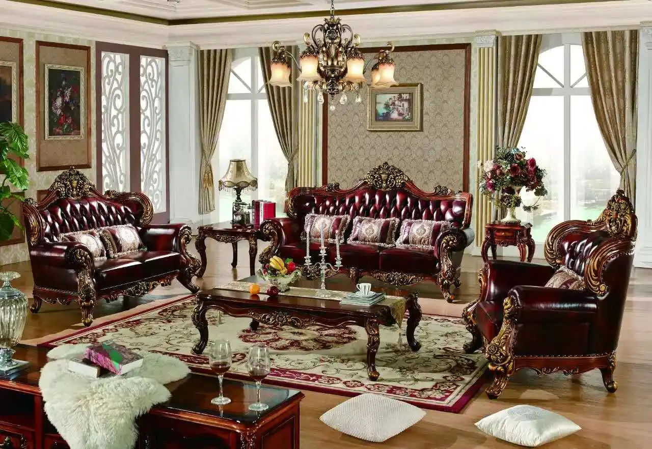 European french classical wooden carved livingroom furniture royal luxury sofa set