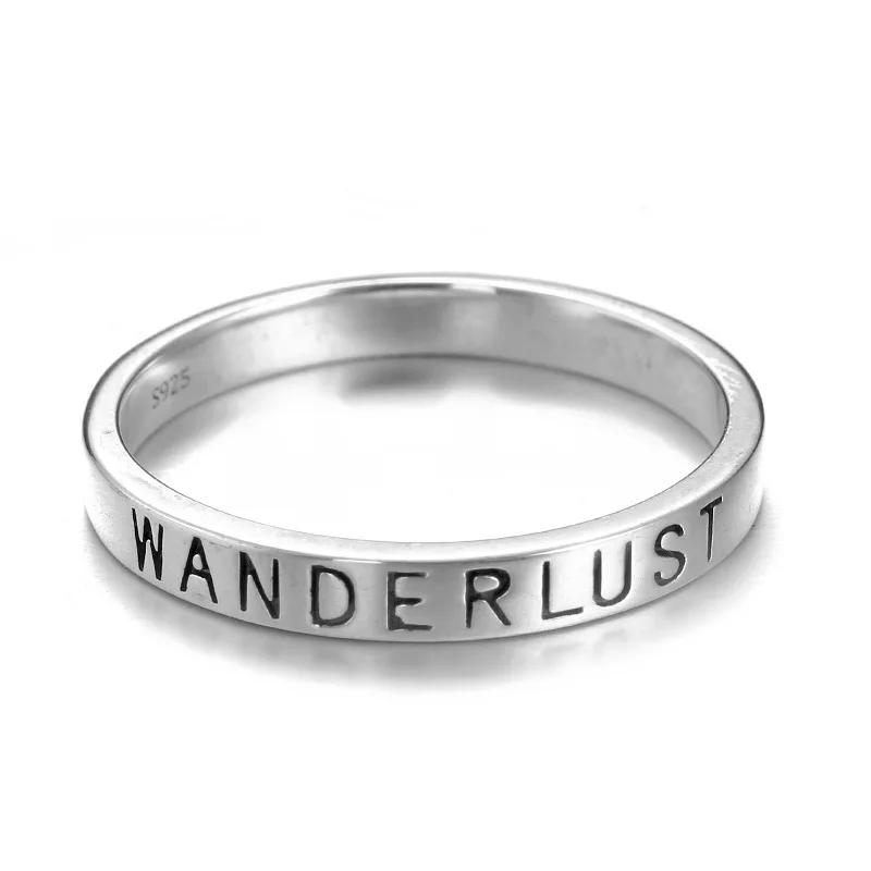 

925 Sterling Silver Personalized Engraved Inspirational Ring Custom Name Stacking Silver Ring