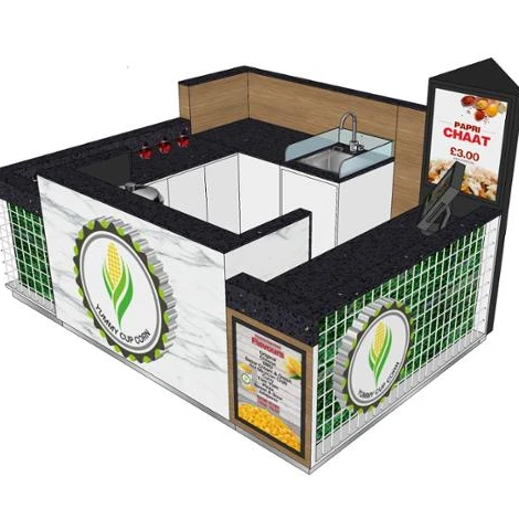 

UK Finished Sweet Corn Coffee Kiosk Cafe Furniture For Sale, Customized color