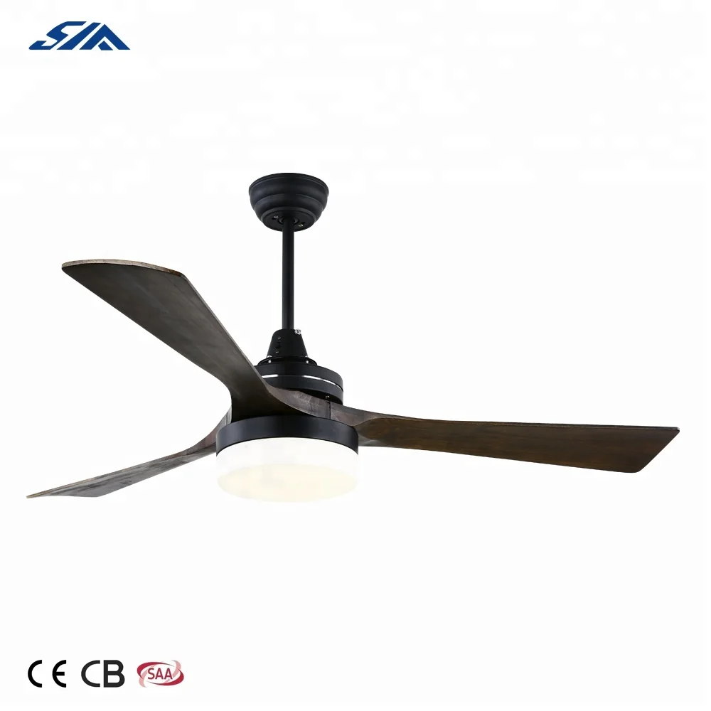 52 Inch Indoor Wood Blade Classic Design Ac Ceiling Fan With Led