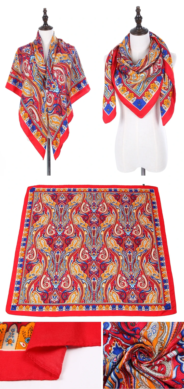 批发土耳其粘胶披巾花印花时尚大号斜纹冬季女士方形品牌围巾