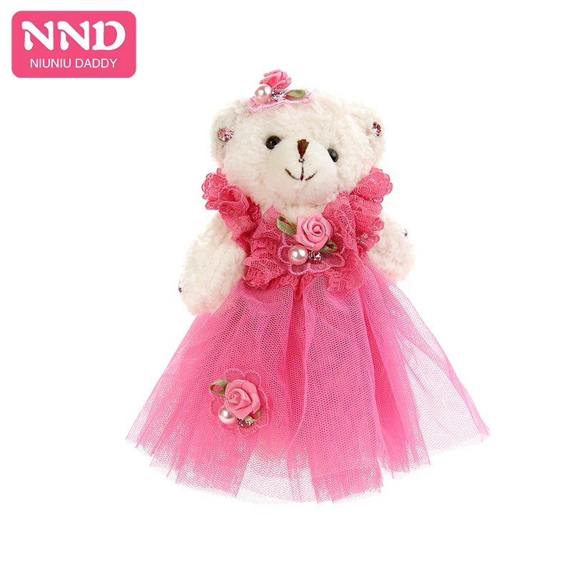 

Free Shipping  Small Stuffed Plush Animal Toy Teddy Bear Doll High Quality Decorate With Cloth for Girl Gift Niuniu Daddy, Dark brown,white,light brown