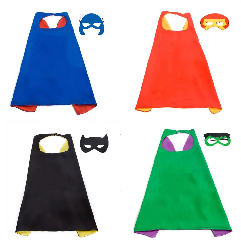 

High quality halloween costume kids children superhero capes and masks, Picture color