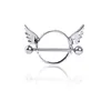 VRIUA Silver Angel Wings Round Stainless Steel Barbell Chest Piercings Female Nipple Piercing Enticing Classic Piercing