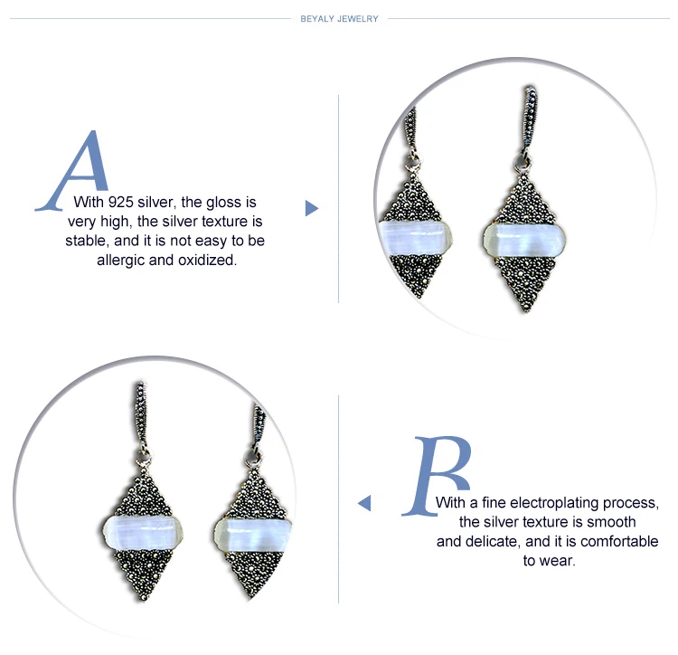 product-BEYALY-Braided Black Onyx Rhombus Silver Jade Gemstone Earrings-img