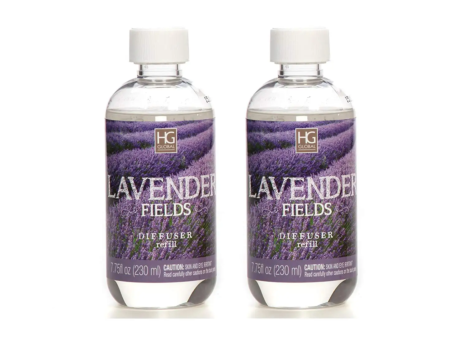 Hosley Aromatherapy Set of 2 Premium Lavender Field Reed Diffuser Refills Oil, 230 ml (7.75 fl oz) Made in USA. Bulk Buy. Ideal Gift for Weddings, spa, Reiki, Meditation Settings W1