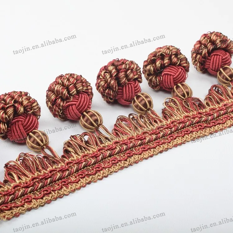 Wholesale Beaded Pom Pom Trim Fringes,For Curtain Accessories,Home Deco