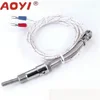 WRET-01 K E type pressure spring head thermocouple temperature sensor with M12 thread 2m cable