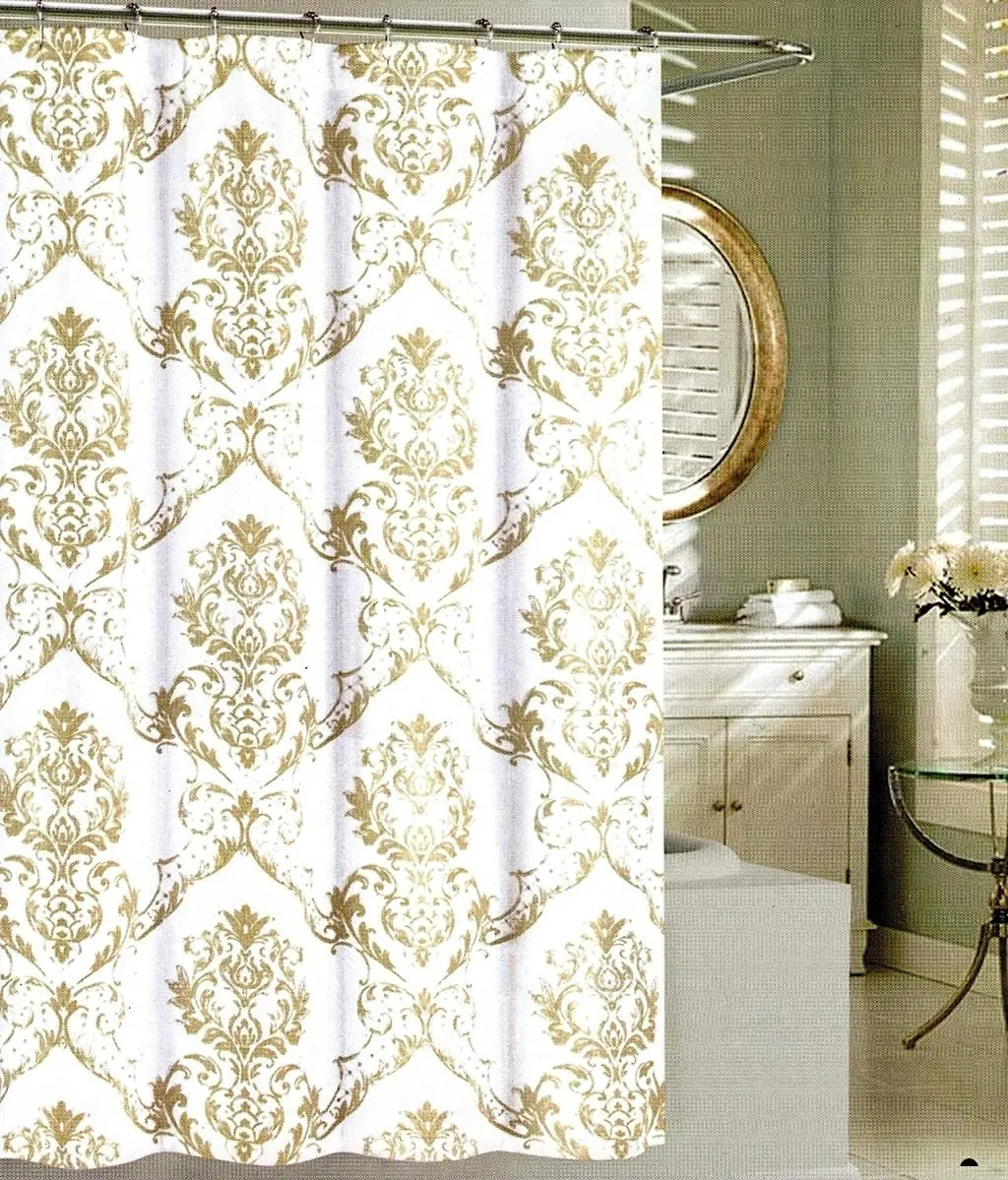 Buy Tahari Home Fabric Shower Curtain Chinoisserie Damask Paisley Scroll Medallion Taupe Beige On White 72 X 72 In Cheap Price On Alibaba Com