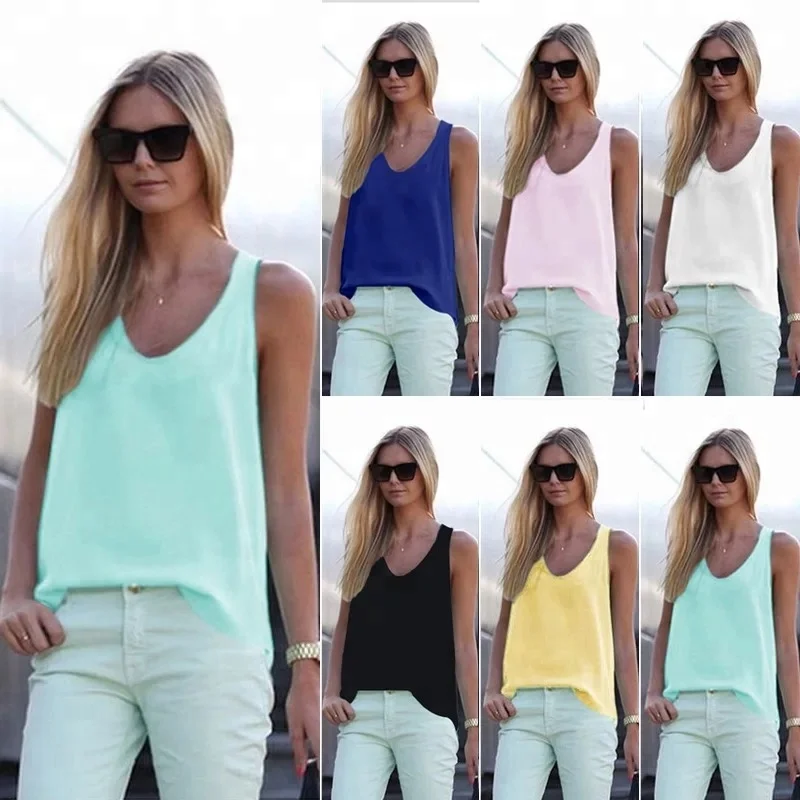 

C14 2018 New Summer Fashion Women Casual Tank T-Shirts Sleeveless Black Blue White Tank Tops Women Clothing Plus Size 3XL Loose, N/a