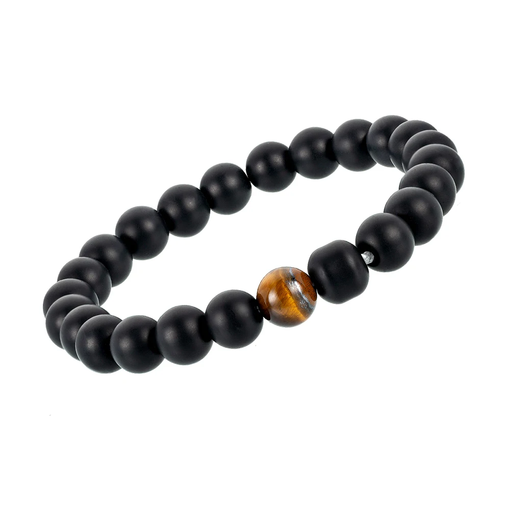 

Made In China Hot Selling Handmade Black Scrub stone Beads Bracelet Elastic Size 2020 New Fashionable Jewelry Cheap Bracelet