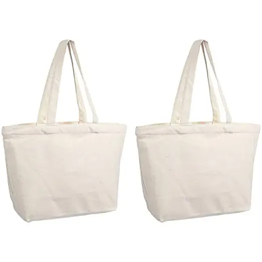 

Canvas Grocery Bags - 1 Pack - Blank Tote Bags with Handles - Reusable Shopping Bags White 18.5 x 11.5 x 5.7 inches, Up to 10 colors