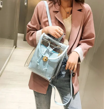 

2019 Summer New Fashion Lady Bag Beach Female Jelly Bag Lady Bags Transparent Bag Casual Backpack, Black,blue,white,pink