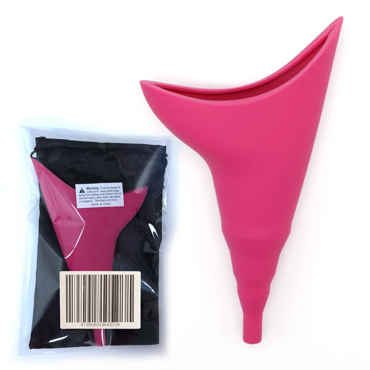 

With Polyester Bag And Bottle Portable Reusable Silicone Female Urinal Device For Women Urination Standing Outdoor Travel, Custom