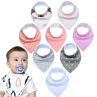 

Amazon hot- selling custom color cotton 2 button snap baby bandana drool bibs 100% cotton