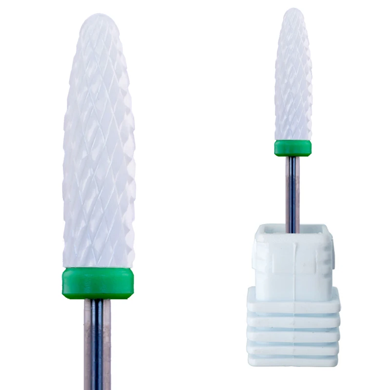 

Ceramic Nail Drill Bits Long Flame Bit to Remove Thick Gel Nails, Gold/silver/bule