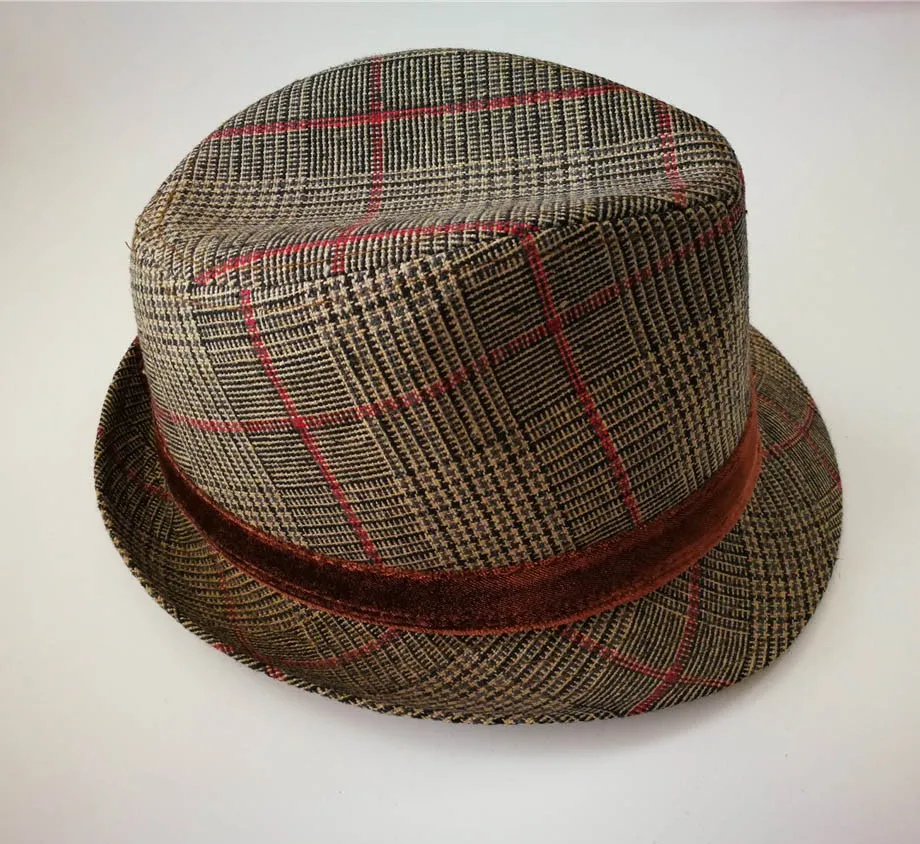 Men's Fashion Wool Blend Grey Plaid Woven Fedora Trilby Hat Buy Men's