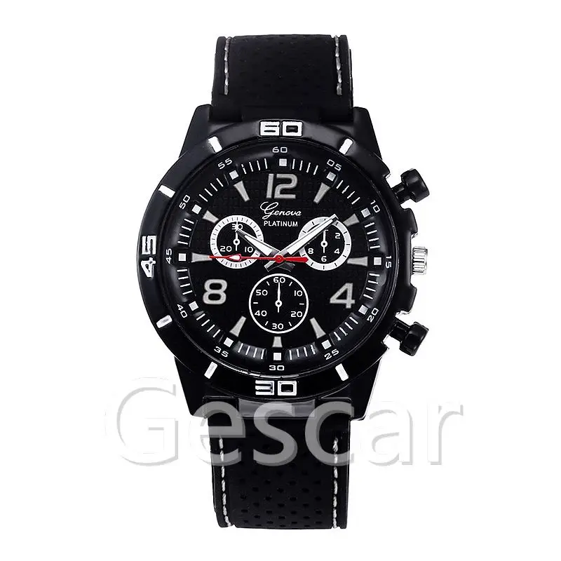 

new arrival hot sale geneva silicone strap wrap quartz casual racing sport men watch, Photo colors