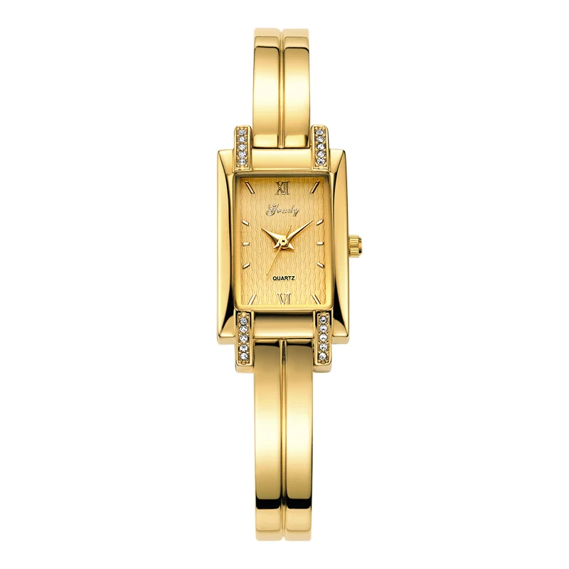 

luxury quartz lady gold bracelet watch diamond fashion high quality waterproof oem minimalist square women wrist watches custom, Golden;silver