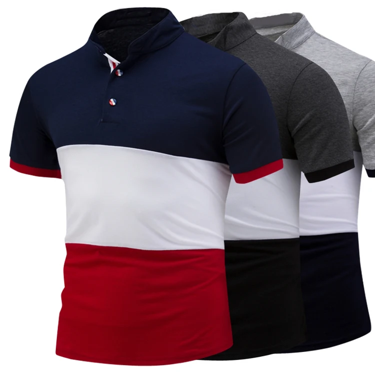 

Supply Color Block Polo Short Sleeves T-Shirt Men, Navy/gray/black