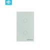 US Wireless WIFI Remote Control Tempered Glass Touch 2 Gang Light Switch Supports Tuya Smart Home Automation System
