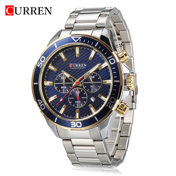 

CURREN 8309 Luxury Brand Analog Sports Wristwatch Male Quartz Watch Stainless Steel Strap For Men Relogio Masculino 2018