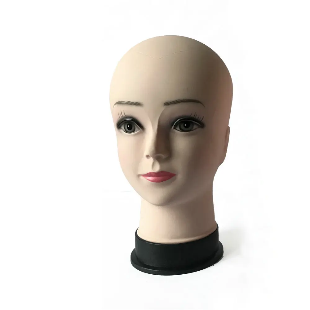 

cheap factory female wig display mannequin head bald wig without hair,training head for white women has make up, Skin color