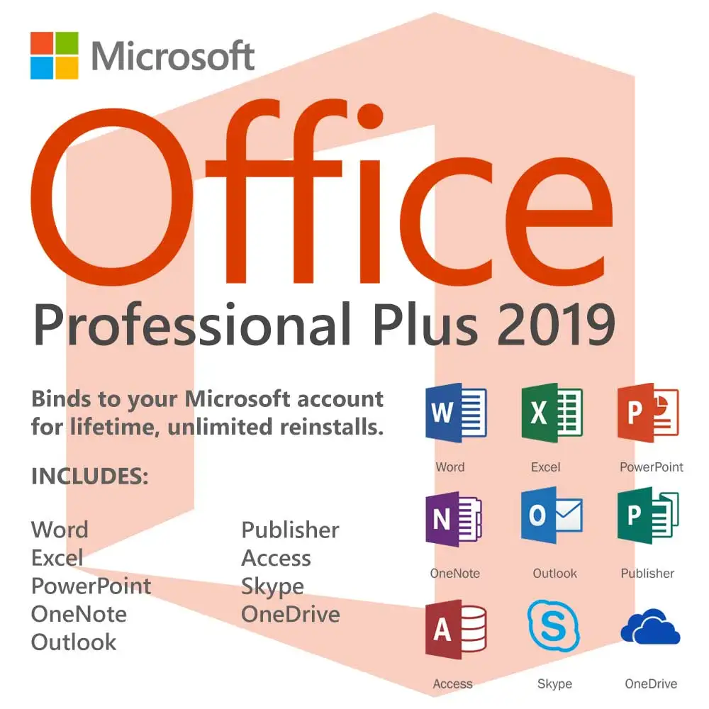 

Original Microsoft Office 2019 Pro plus license Key Card 100% Online activation