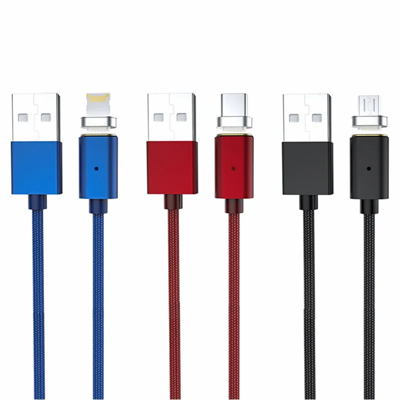

1.2m/2m hot sale magnetic charging 3 in 1 usb cable led cell phone accessories magnetic phone charger for micro/ios/t