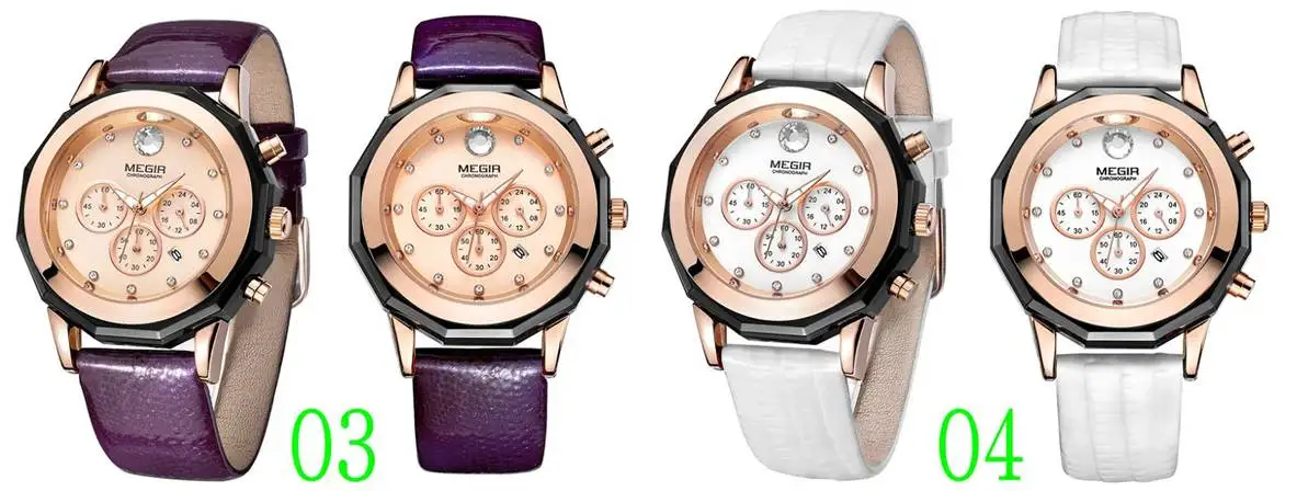 Reloj De Pulsera De Cuarzo Megir 2042,Reloj De Pulsera De Reloj MEGIR de lujo con cronógrafo y fecha para mujer, Reloj
