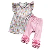 Wholesale 2019 New Design Baby Girls Clothing Kids Boutique Tops And Ice-creams Print Pearl And Pants Outfits Girls Clothes