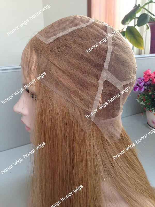 
S805 silk top 4x4inch full lace wig #8 light brown color wigs silk base 4