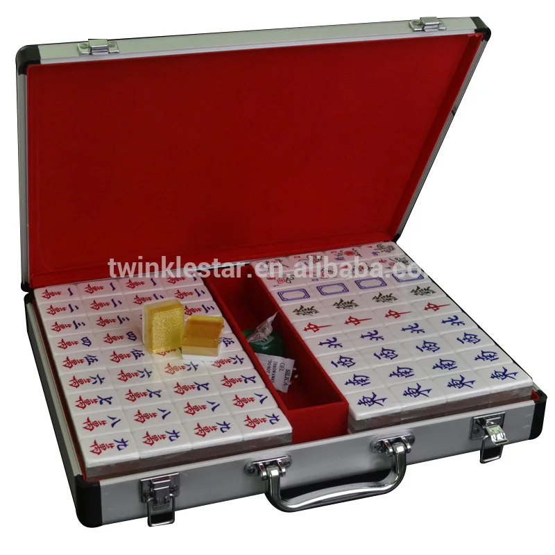 

High Quality Chinese Gifts Gold Mahjong with Aluminum alloy suitcase, Gold/silver