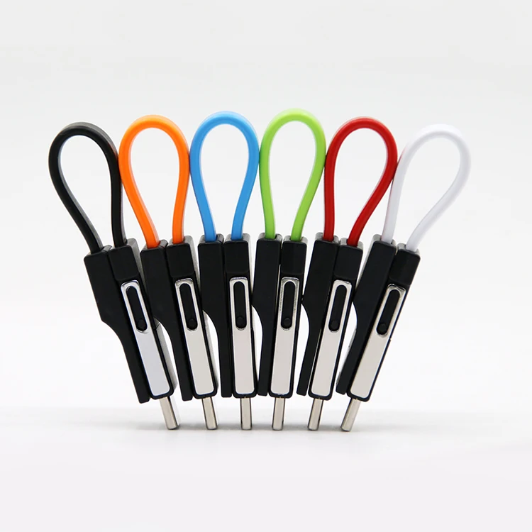 

2019 new products magnetic charging cable keychain 3 in 1 for iphone for android for type C with customized logo, White;black;blue;orange;green;red