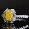 Wholesale Anniversary Square Structure Design Princess Cut Center Natural Diamond Championship Rings