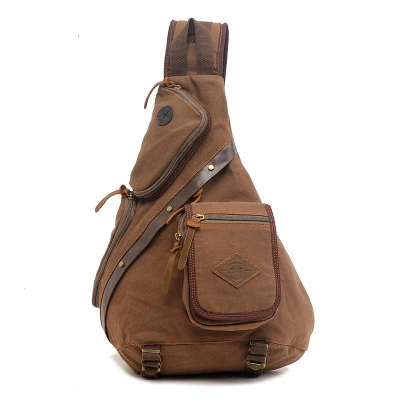 

Men's Chest Pack Crossbody Bag Vintage Canvas Shoulder Sling Bag Rucksack, Gray