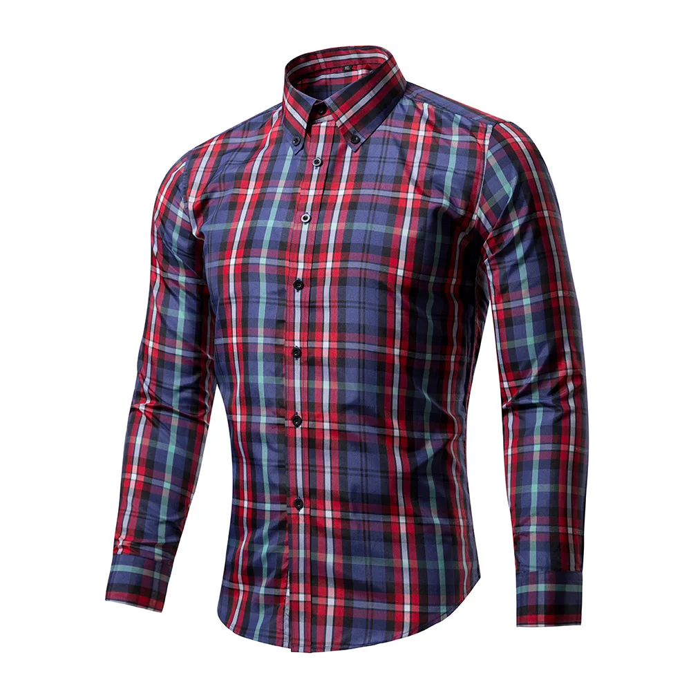 

Hot selling factory direct supply men wholesale plaid shirt with high quality, 15 different colors