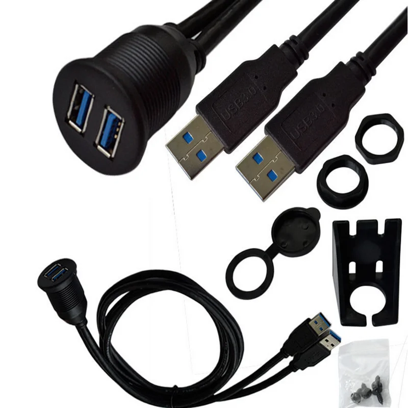 Square Round Snap Panel Mount Usb 3.0 Female Dashmount Adapter For Car