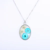 

2020 New Design Real Dry Flower Vintage Chain Pendant Epoxy Resin Necklace Jewelry for Women