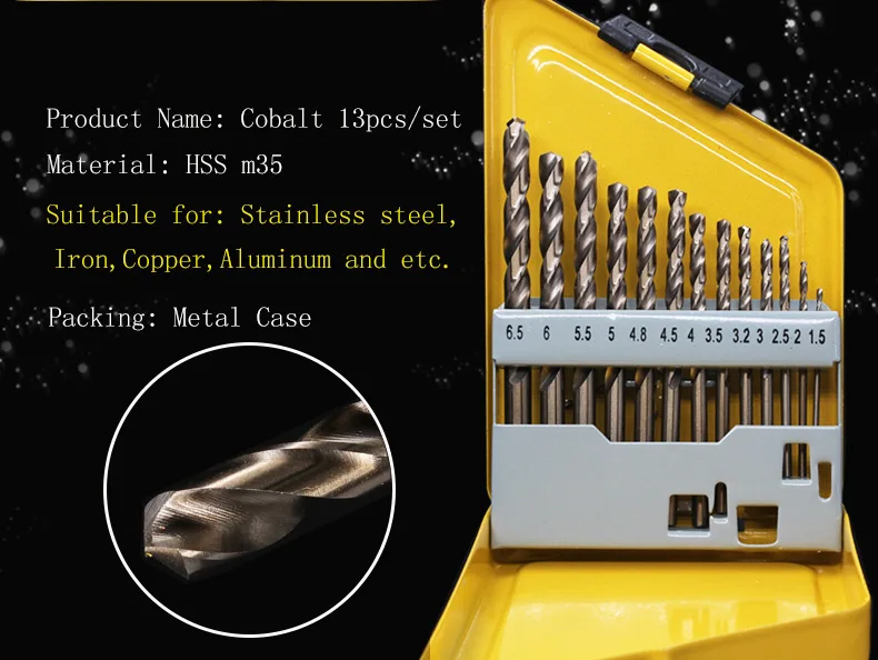 Cobalt Drill Bits High Speed Steel Impact Tough Titanium General