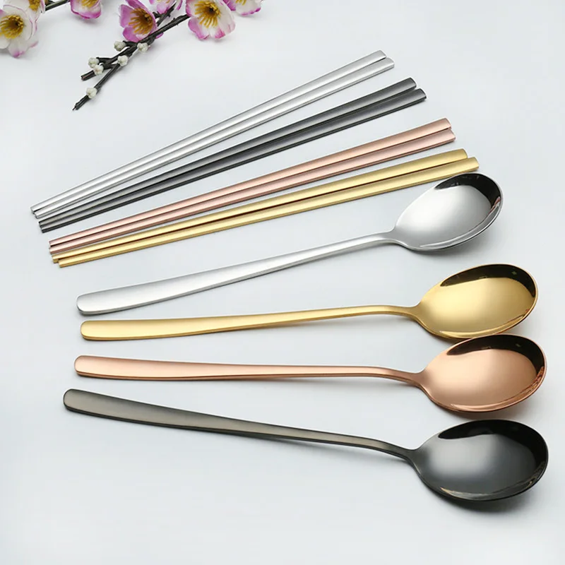 Stainless Steel Korean Spoon Fork Chopstick Set Buy Korean Fork And