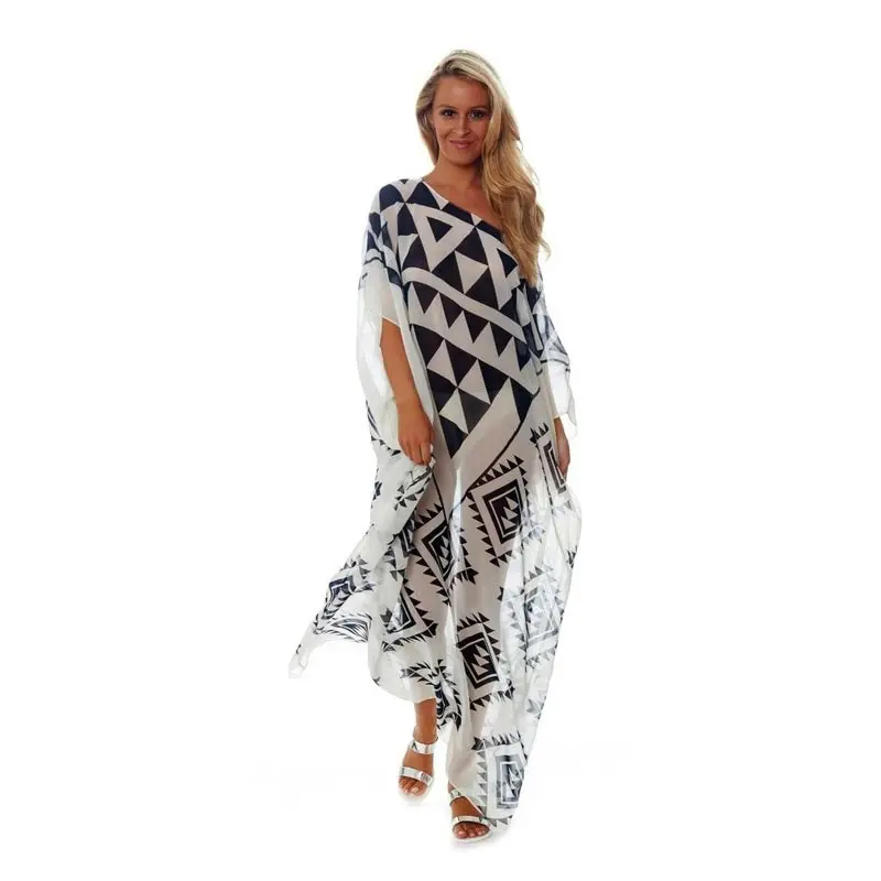 

L38621 Kaftan Pareo Sarongs Cover-Up Chiffon Beach Dress