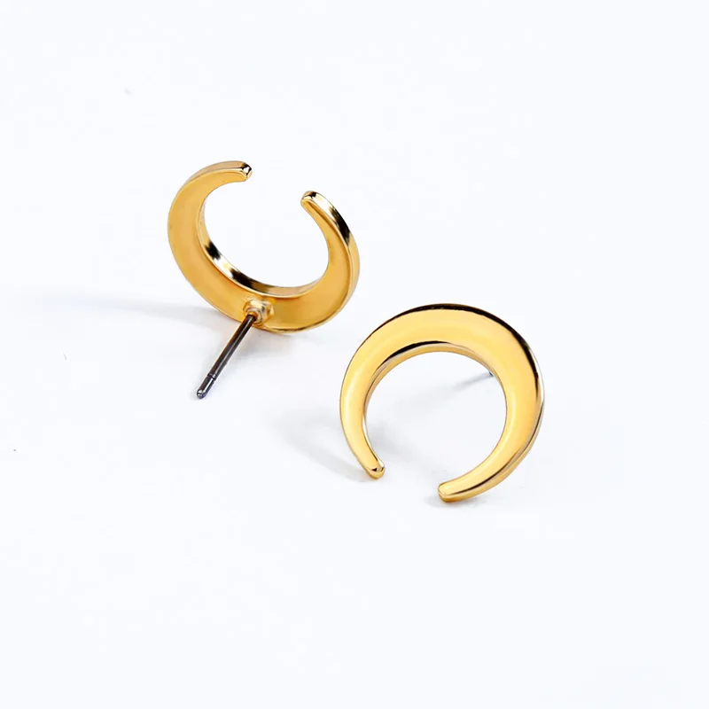 

ed00332c Office Lady Wear Dress Tiny Crescent Stud Earrings Gold For Mother