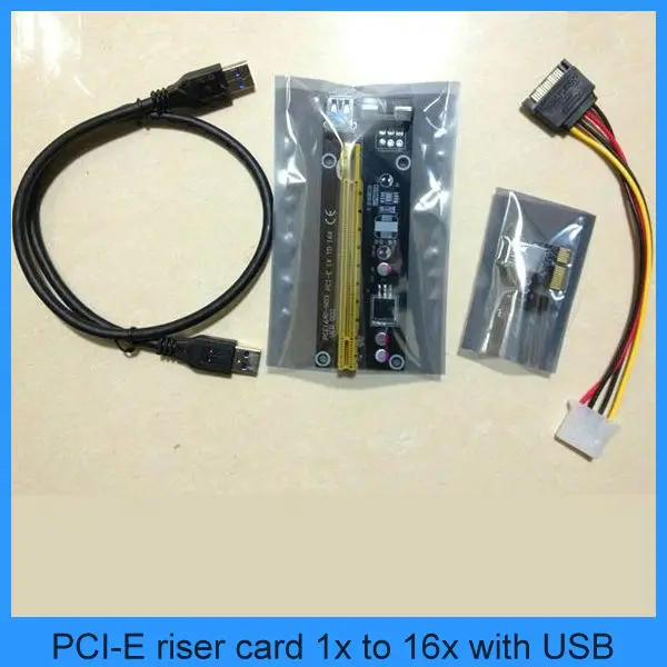 

NEW PCI-E 1x to 16x Powered 1.0M USB 3.0 Extender Riser Adapter card for Bitcoin riser card powered usb (PT-PCIE1T16U01)