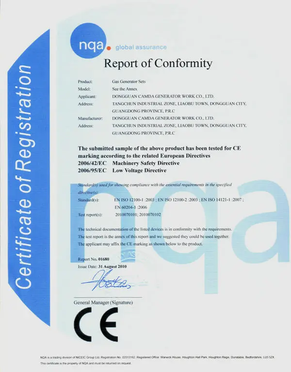 CE for gas gensets(1)