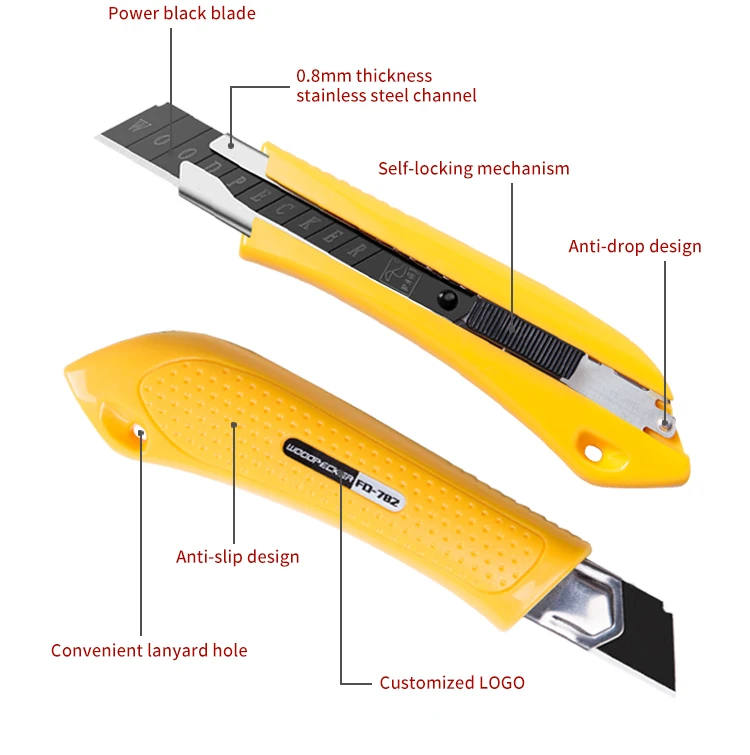 Auto Retractable Plastic Cardboard Carton Box Utility Cutter Knife