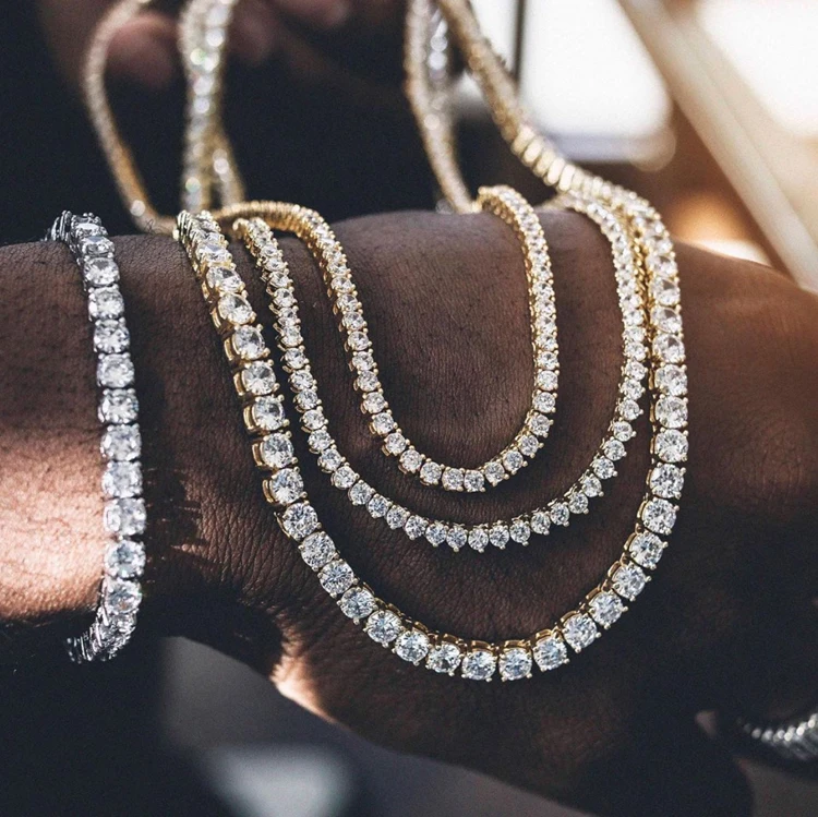 

hip hop jewelry Iced out cz diamond 5mm Tennis chain necklace women men