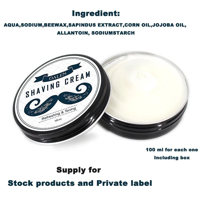 Oalen Custom 100ml Wholesale Natural Softening Bulk Men Shaving Cream
